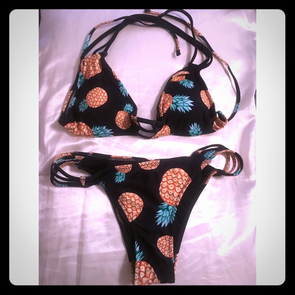 Cupshe Other - Black Pineapple String Bikini